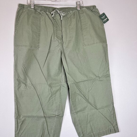 L.L. Bean Sunwashed Canvas Crop Pants Women’s 1X Regular Bay Leaf NWT - Picture 1 of 4